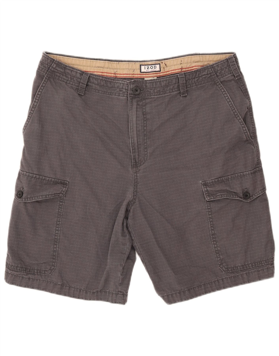 Pantaloncini cargo da uomo Izod W34 cotone a righe grigie grandi