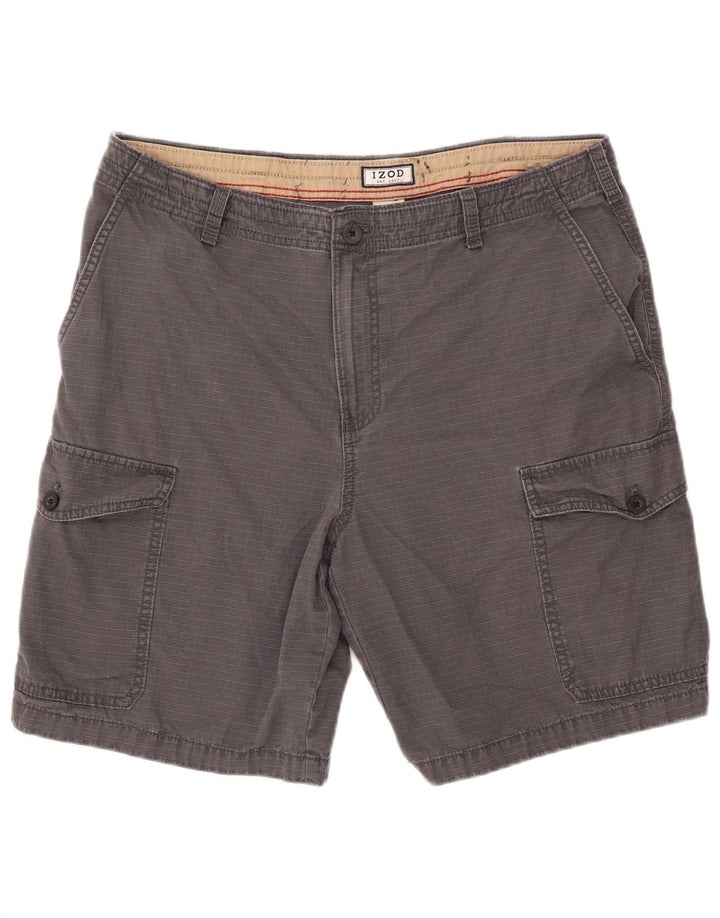 Pantaloncini cargo da uomo Izod W34 cotone a righe grigie grandi