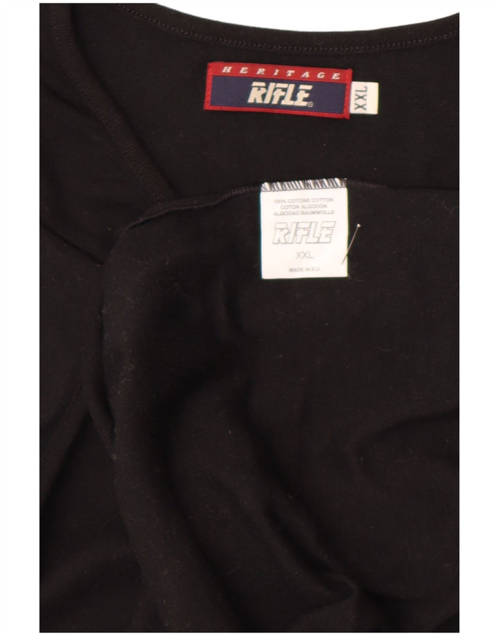 T-shirt da uomo Rifle Top 2XL cotone nero