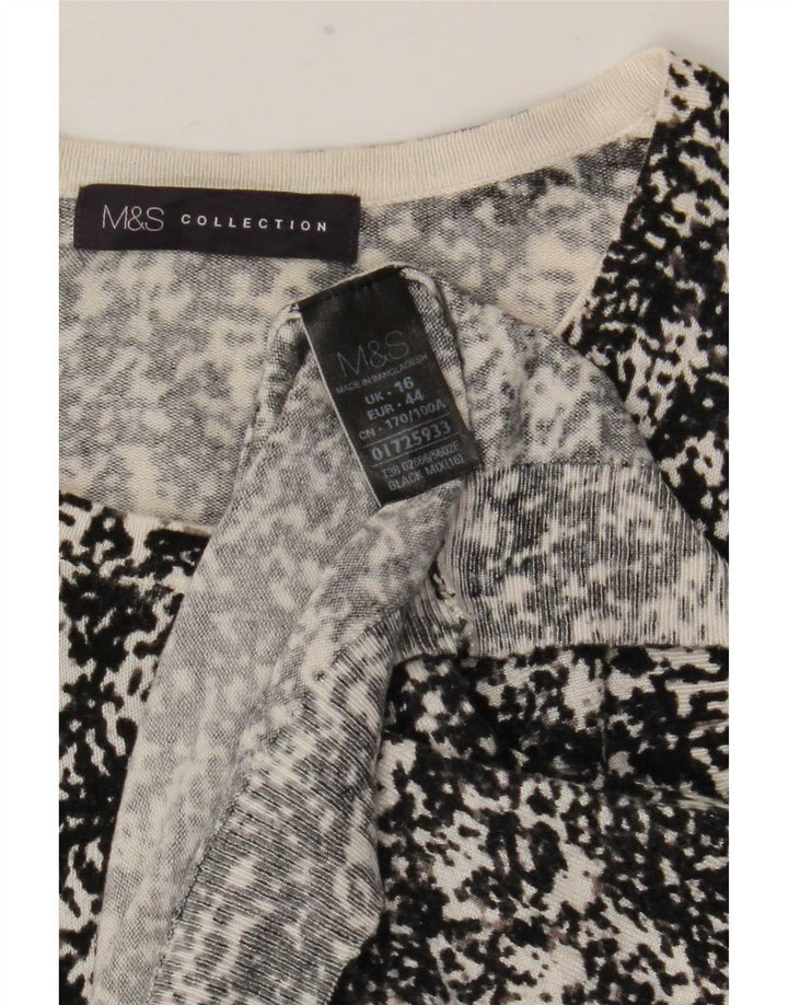 Maglione cardigan da donna con motivo astratto Marks & Spencer UK 16 grande nero