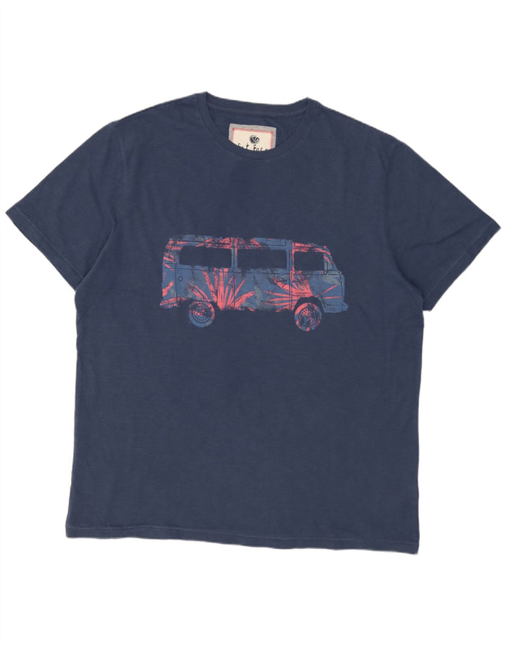 T-shirt grafica da uomo Fat Face Top grande in cotone blu navy