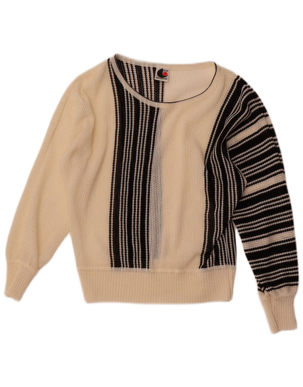 BODE Maglione da donna con scollo a barca EU 40 medio a righe bianco sporco