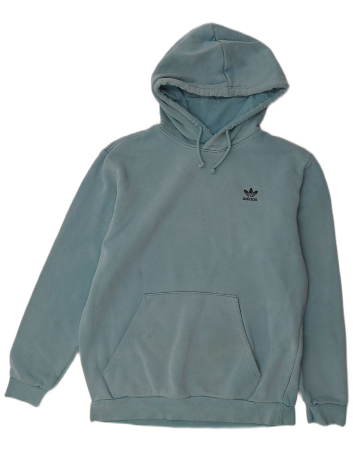 ADIDAS Mens Hoodie Jumper Large Blue Cotton