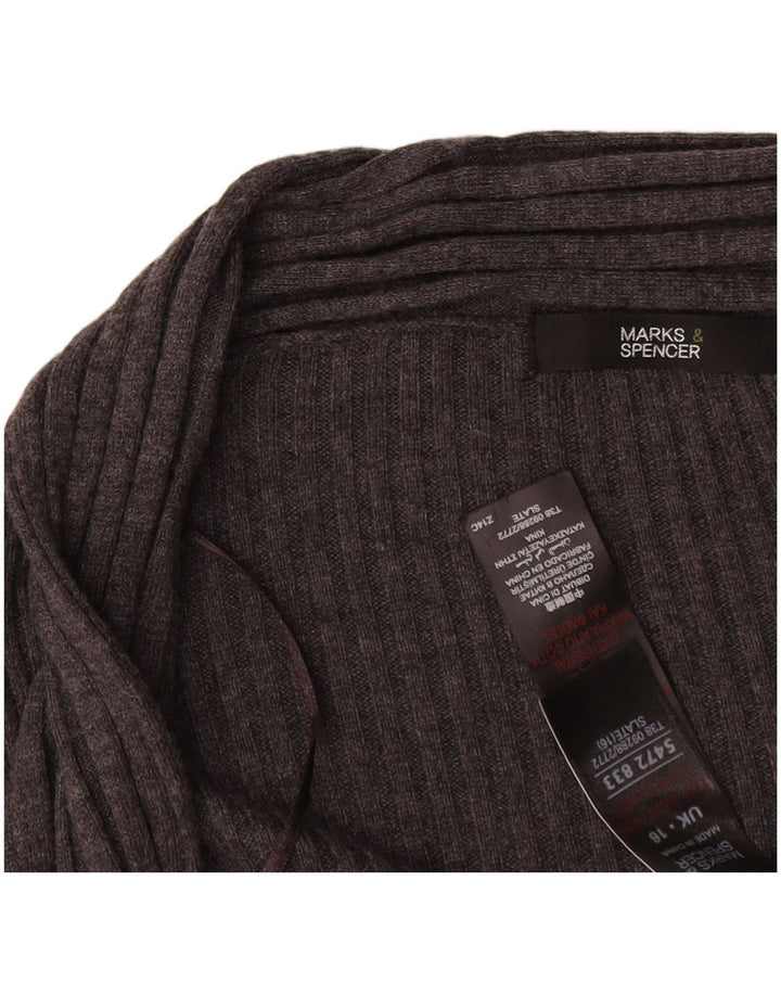 Maglione cardigan aperto lungo da donna Marks & Spencer UK 18 XL Grigio