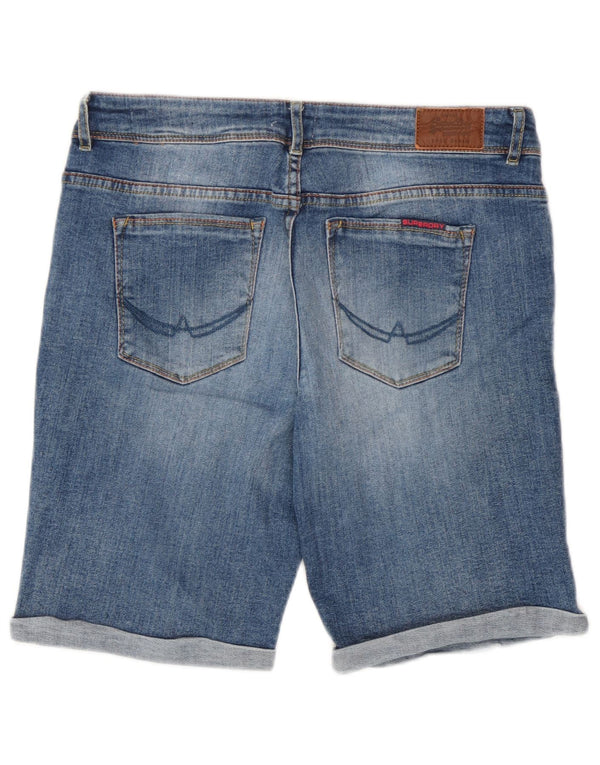 Pantaloncini di jeans skinny bermuda da donna Superdry W32 large blu cotone