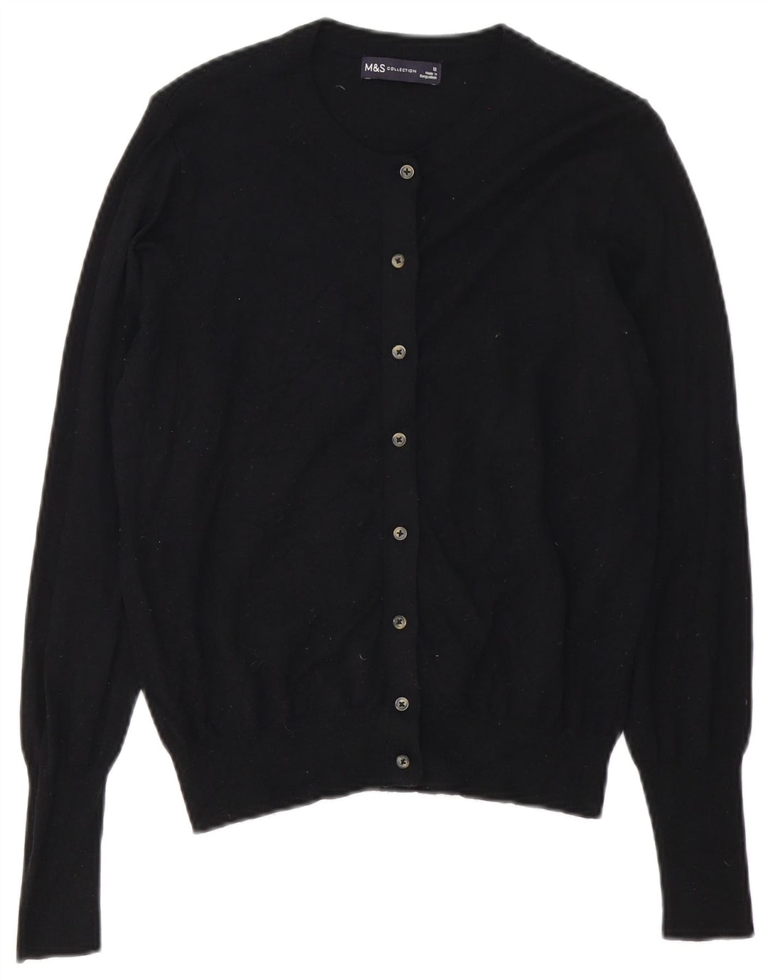 MARKS & SPENCER Maglione cardigan da donna UK 12 Viscosa nera media