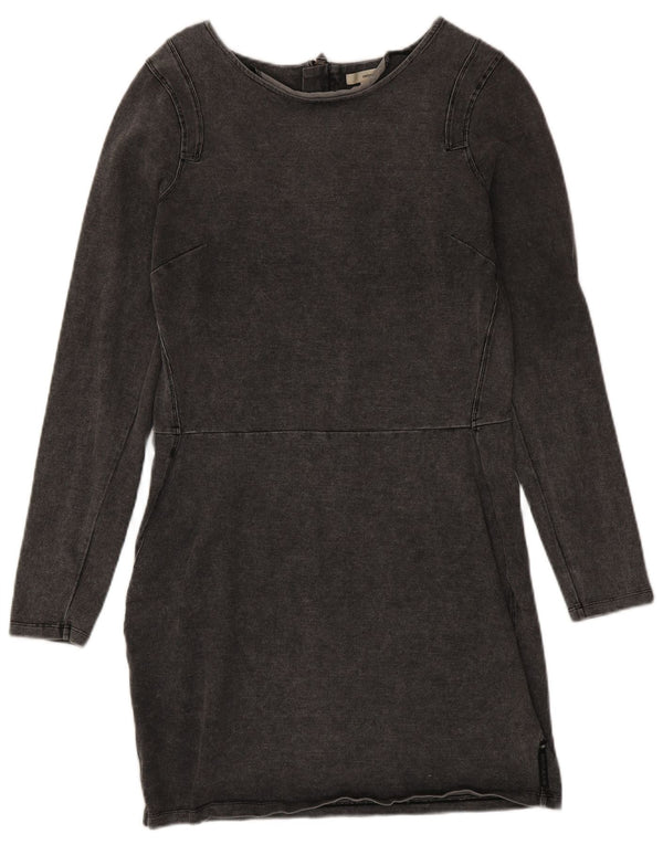 Abito tubino a maniche lunghe da donna Dkny UK 14 grande cotone grigio