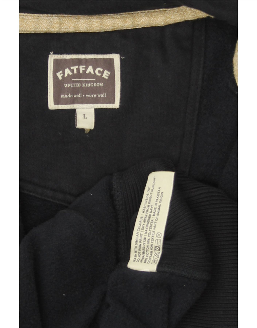 FAT FACE Maglione con cappuccio e zip da uomo di grandi dimensioni in cotone blu navy