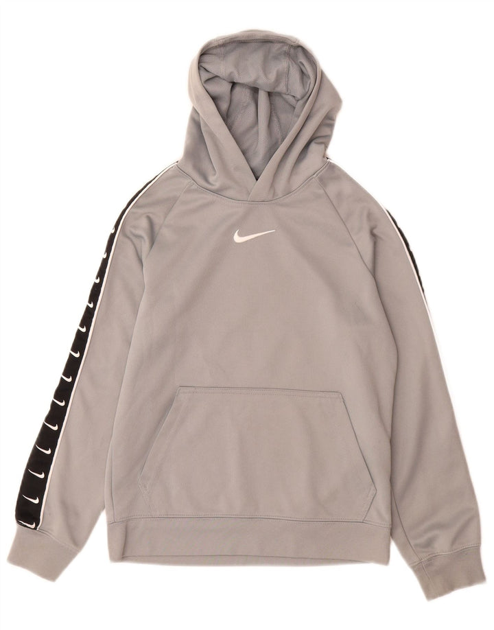 Felpa con cappuccio grafica Nike da ragazzo, 8-9 anni, piccola, in poliestere color block grigio