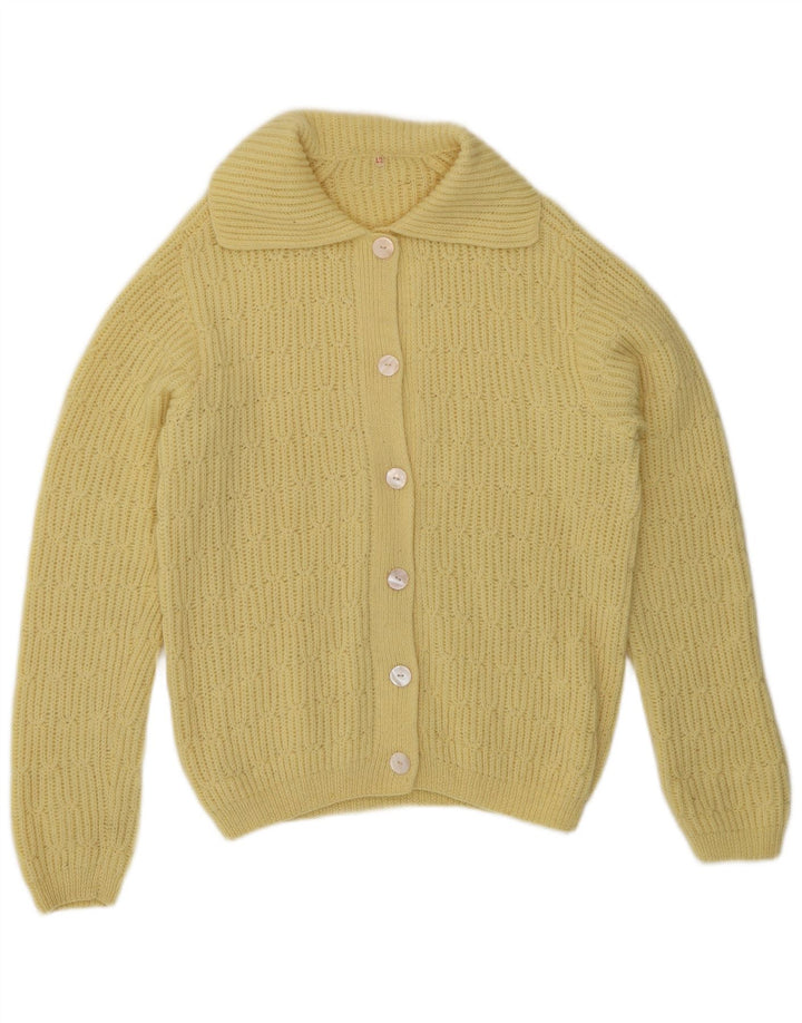 Maglione cardigan vintage da donna IT 42 giallo medio