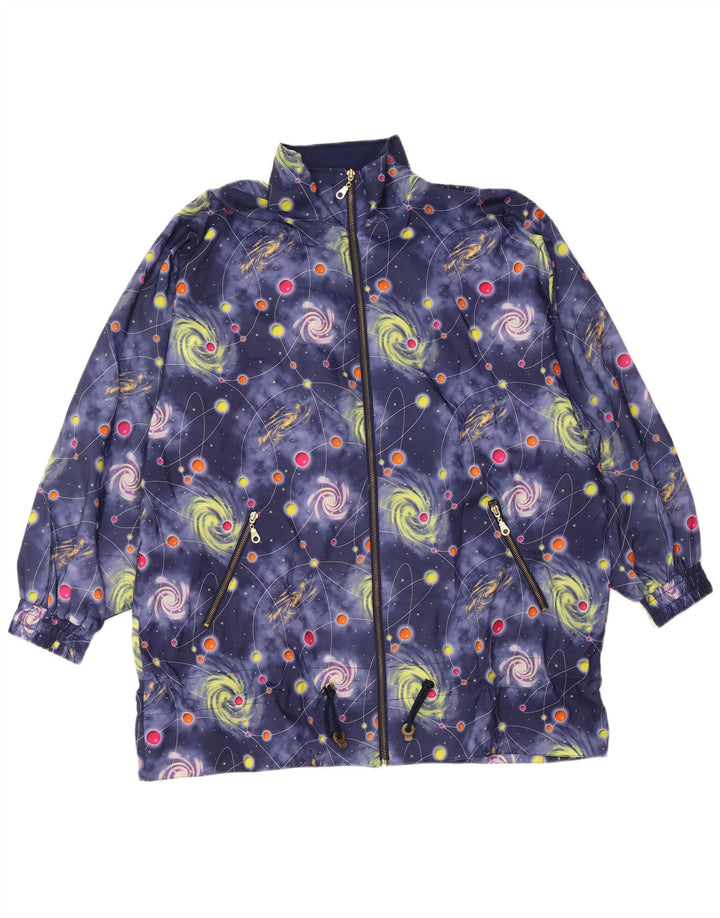 Giubbotto bomber oversize da donna con motivo astratto VINTAGE UK 18 XL Blu
