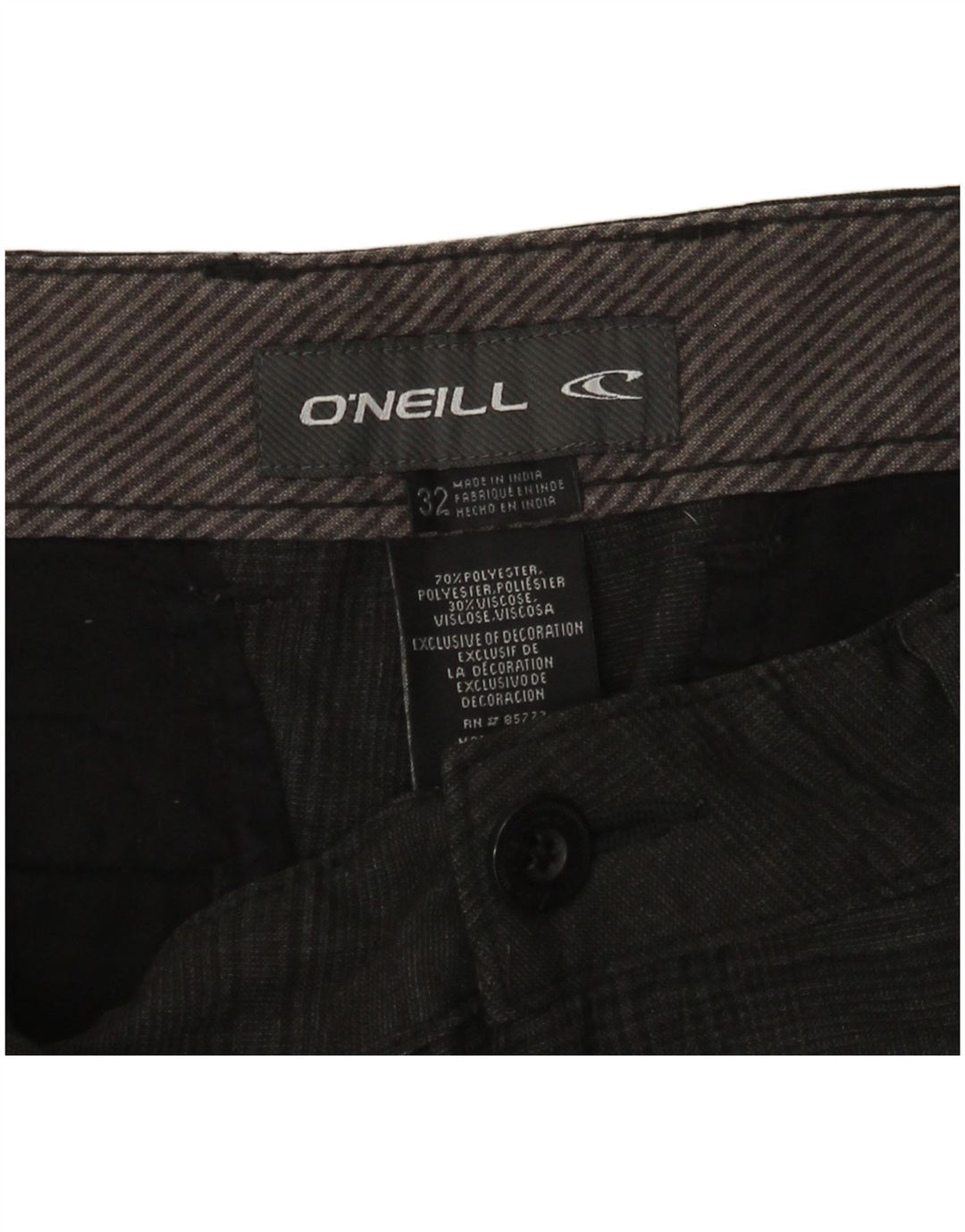Pantaloncini chino da uomo O'NEILL W32 poliestere a quadri grigio medio