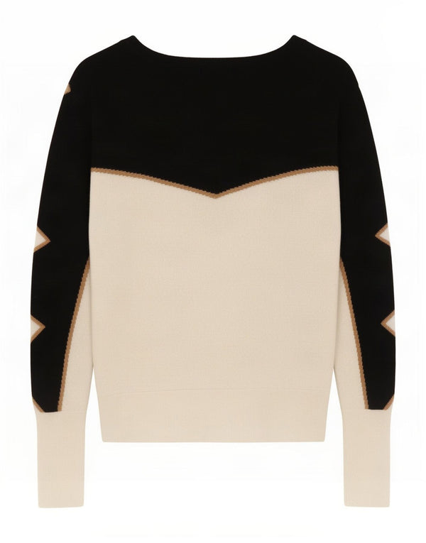 Maglione maglione con scollo a barca da donna Reiss UK 10 piccolo bianco in lana color block