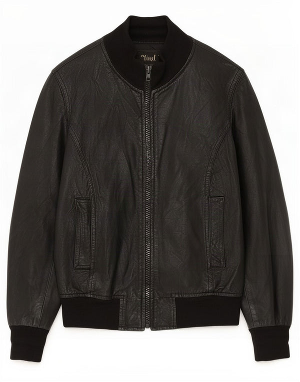 Giacca in pelle vintage da donna UK 14 media nera