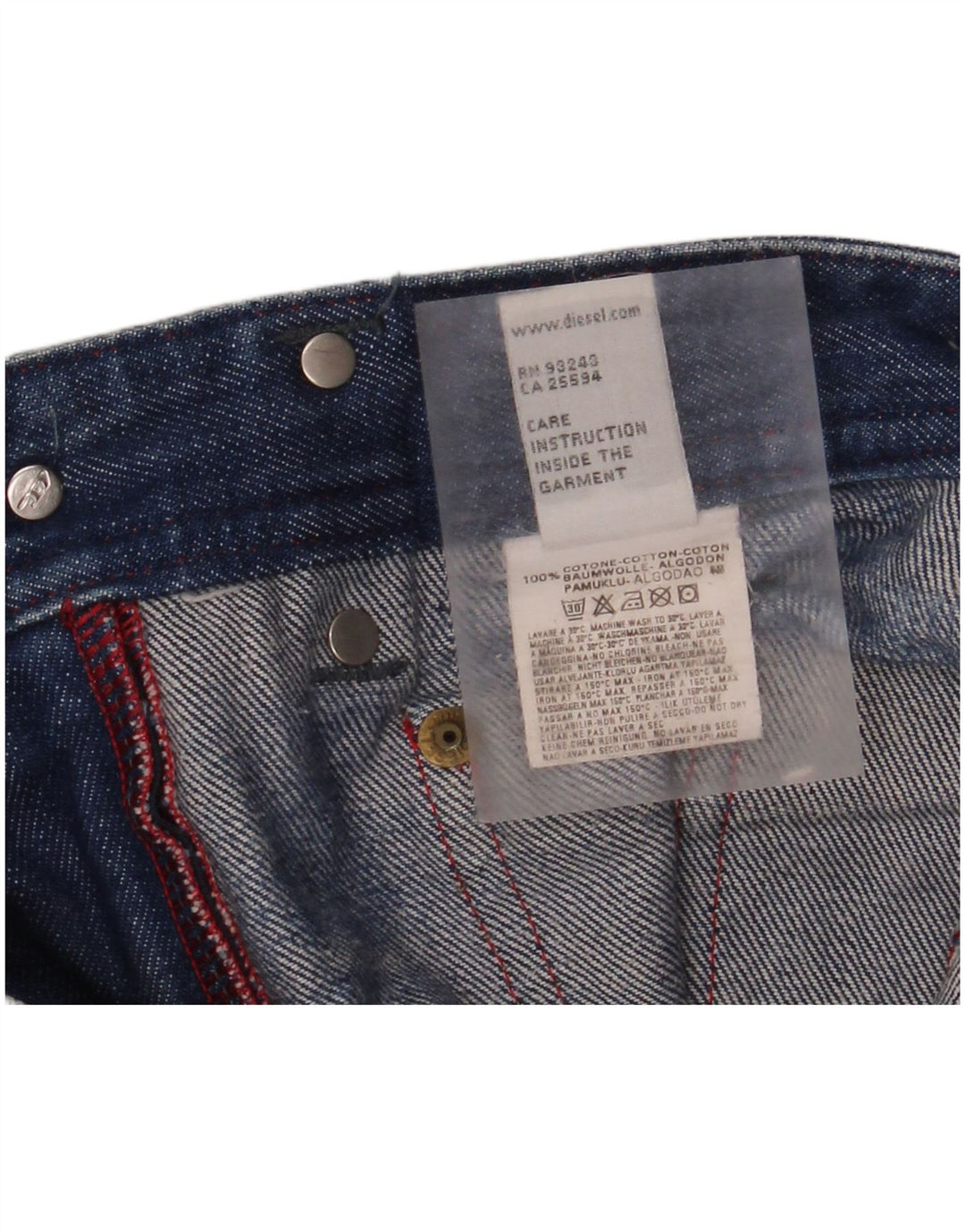 Jeans dritti invecchiati da donna Diesel W30 L32 cotone blu