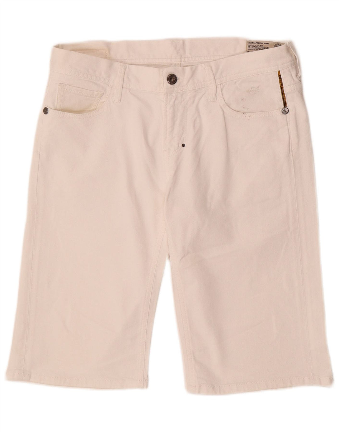 Pantaloncini di jeans da uomo Meltin' Pot W34 grandi in cotone bianco