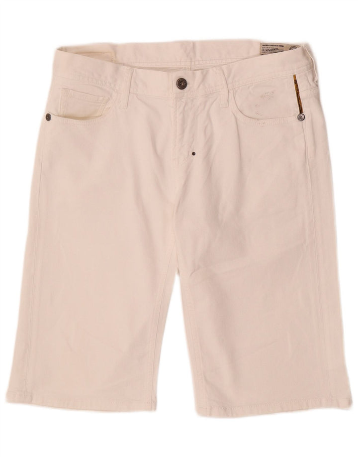 Pantaloncini di jeans da uomo Meltin' Pot W34 grandi in cotone bianco