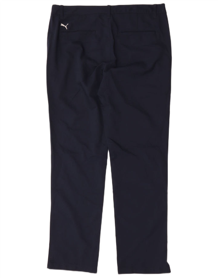Pantaloni chino dritti da uomo Puma W34 L32 poliestere blu navy