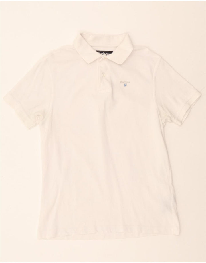 BARBOUR Mens Polo Shirt Medium White Cotton Vintage Barbour and Second-Hand Barbour from Messina Hembry 