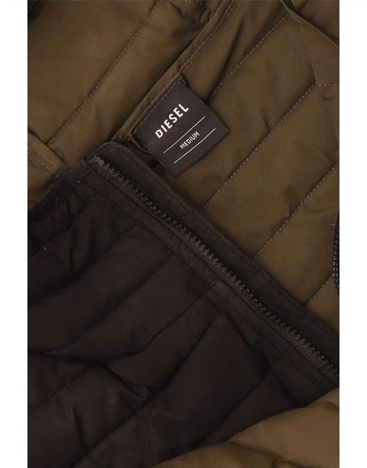 Giacca imbottita con cappuccio da uomo Diesel UK 38 color block color kaki medio