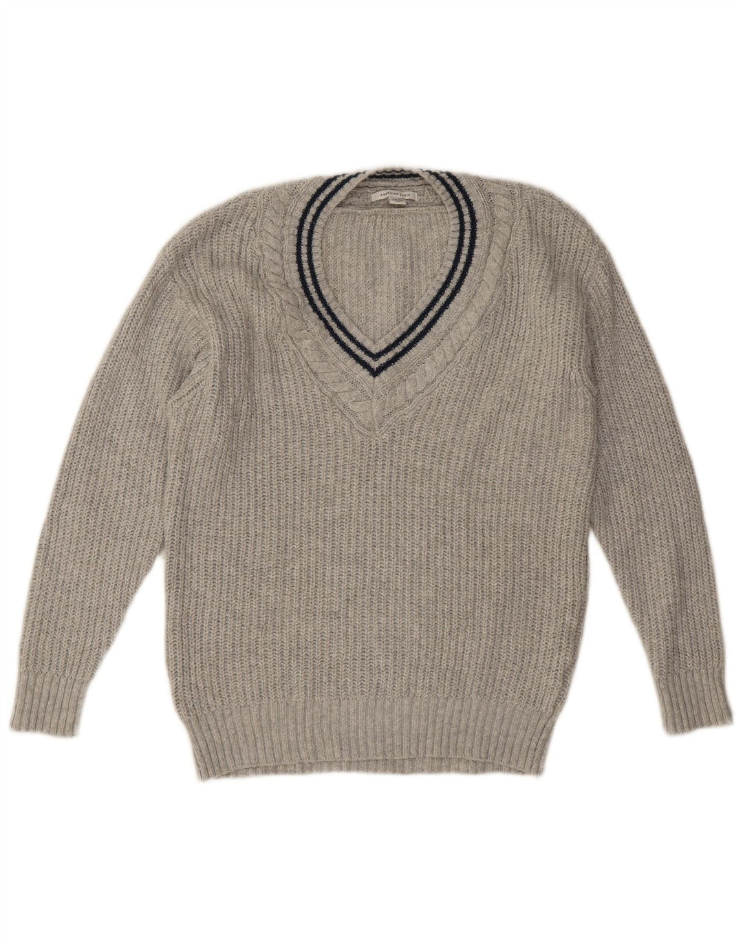 Maglione da uomo con scollo a V American Eagle piccolo in cotone grigio