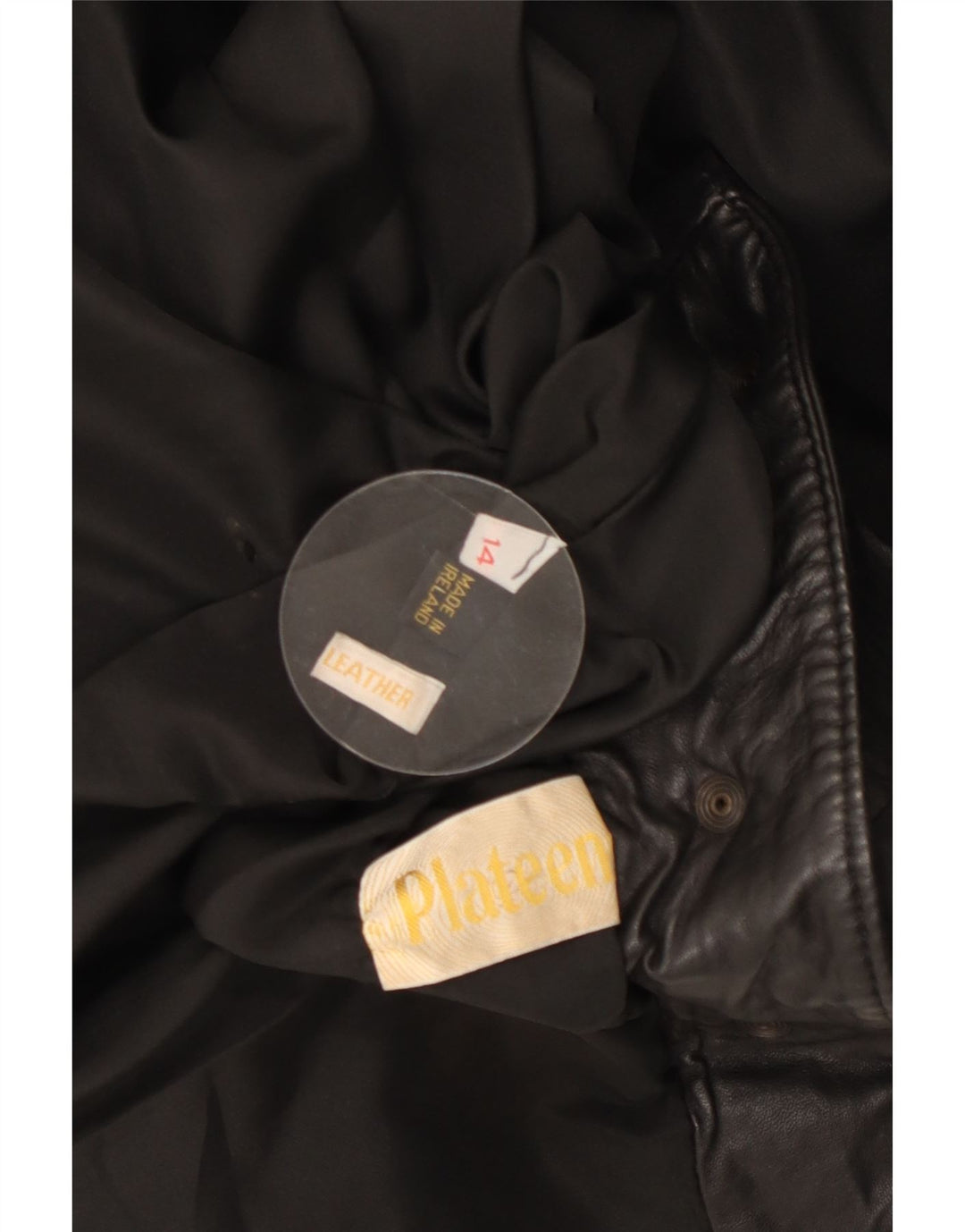 Giacca in pelle oversize da donna VINTAGE UK 14 grande pelle nera