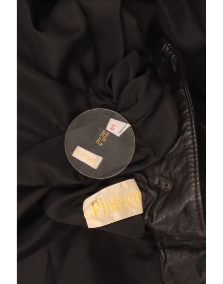 Giacca in pelle oversize da donna VINTAGE UK 14 grande pelle nera