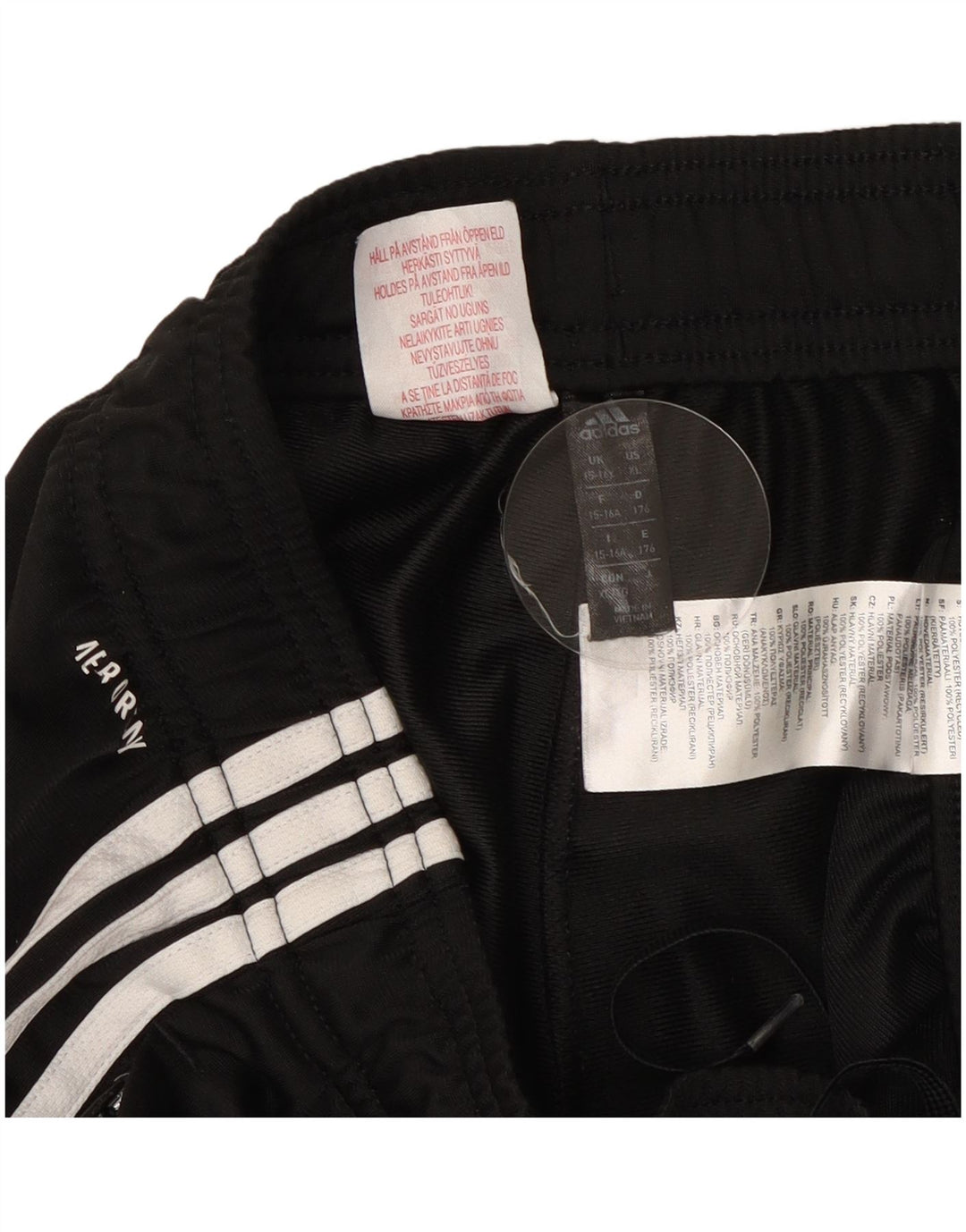 Pantaloni della tuta Adidas Aeroready da ragazzo 15-16 anni in poliestere nero