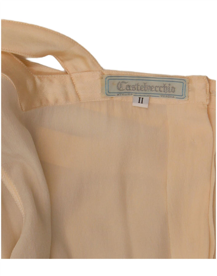 Camicetta camicia a maniche corte da donna vintage UK 12 Beige medio