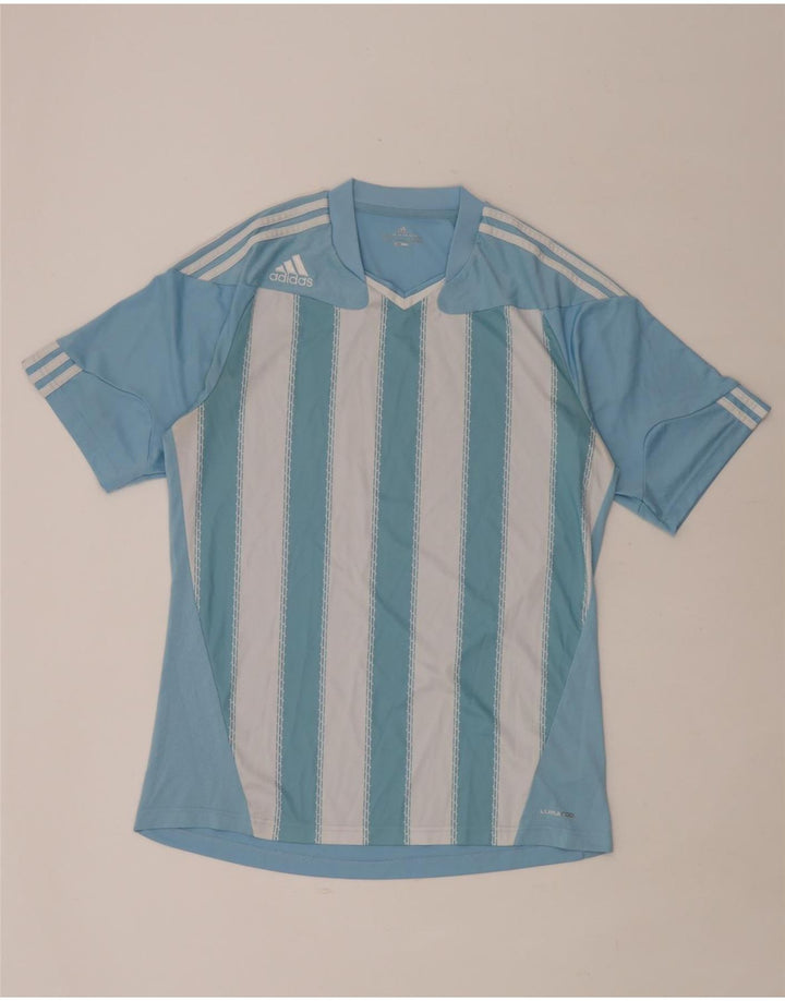 T-shirt Adidas Climacool da uomo Top grande in poliestere a righe blu