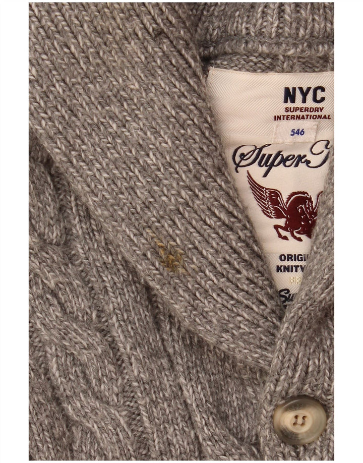 Maglione cardigan da uomo Superdry Acrilico screziato grigio medio