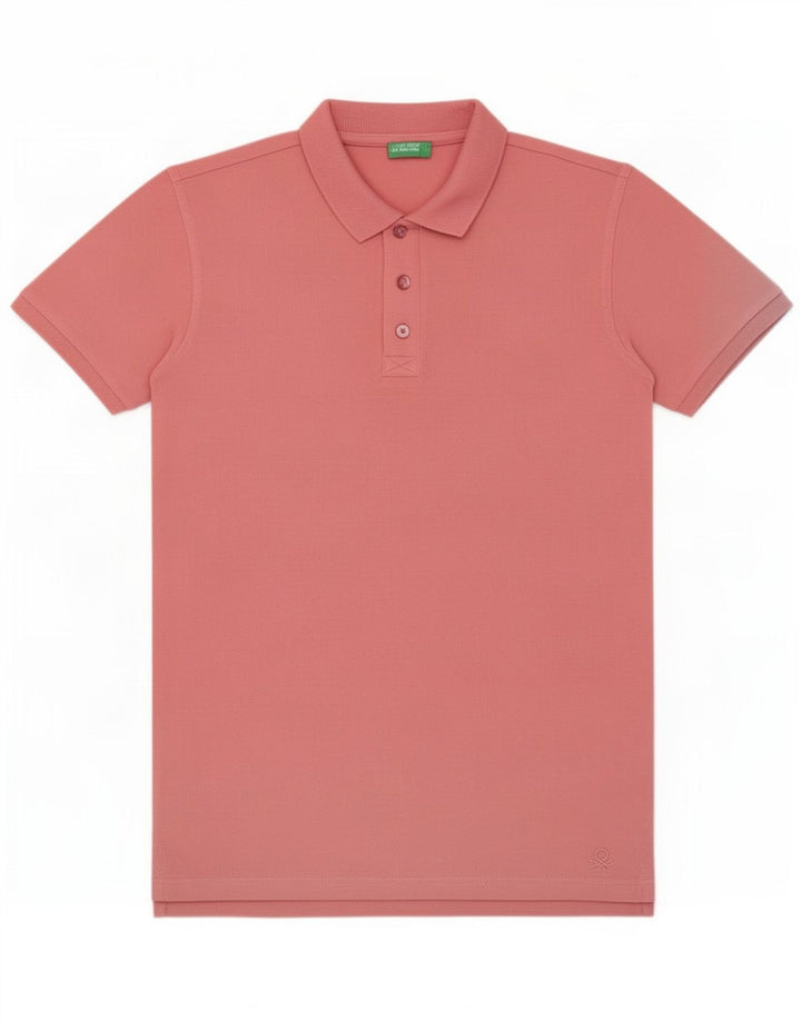 Polo Regular Da Uomo Benetton Small Rosa In Cotone