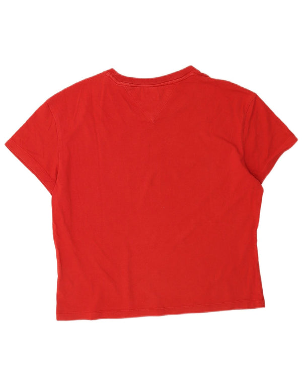 TOMMY HILFIGER T-shirt grafica oversize da donna Top UK 10 Small Rossa