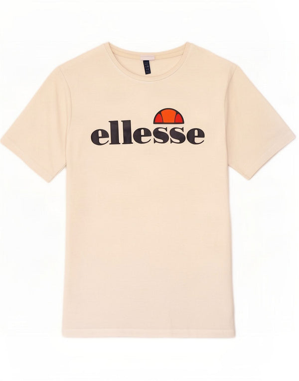 T-shirt grafica da donna Ellesse Top UK 14 grande cotone bianco sporco
