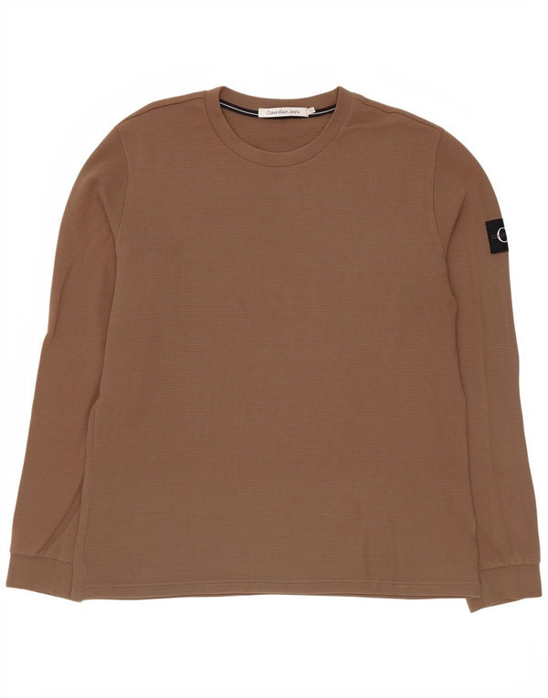 Calvin Klein Uomo Top Manica Lunga 2XL Cotone Marrone