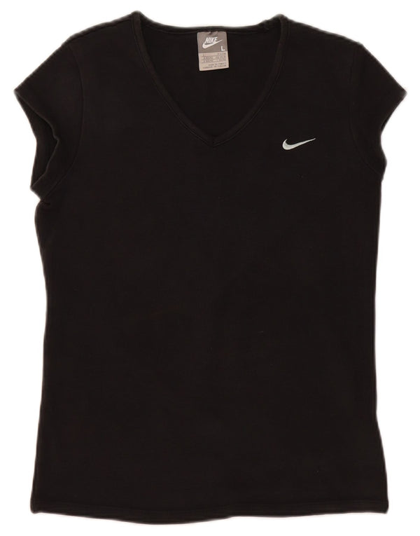 T-shirt da donna NIKE Top UK 14/16 grande cotone nero