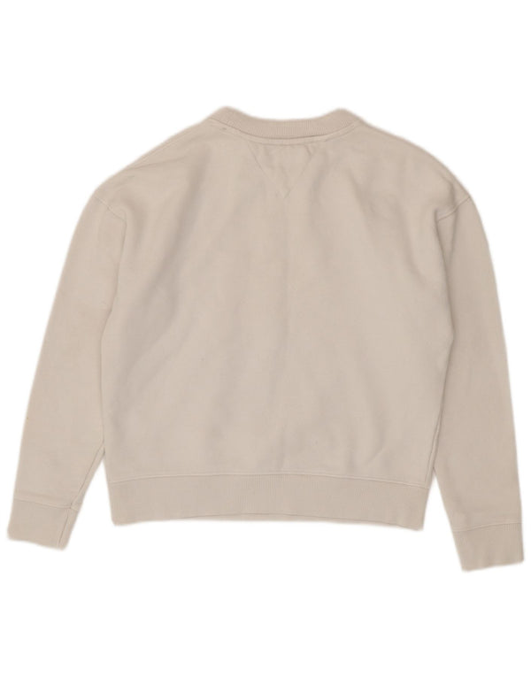 Tommy Hilfiger Donna Crop Graphic Felpa Maglione UK 10 Piccolo Bianco