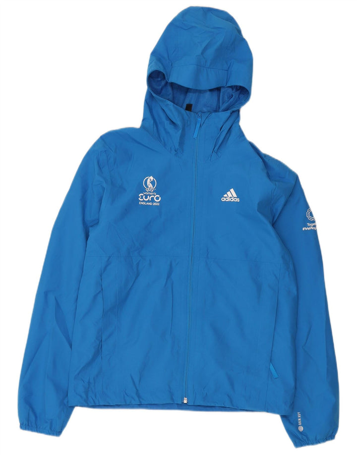 Giacca antipioggia con cappuccio grafico da uomo Adidas UK 34 XS blu poliestere