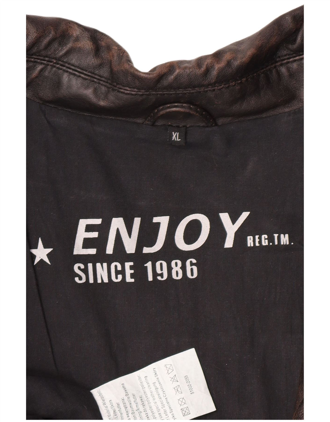 ENJOY Giacca in pelle militare da uomo UK 42 XL in pelle marrone