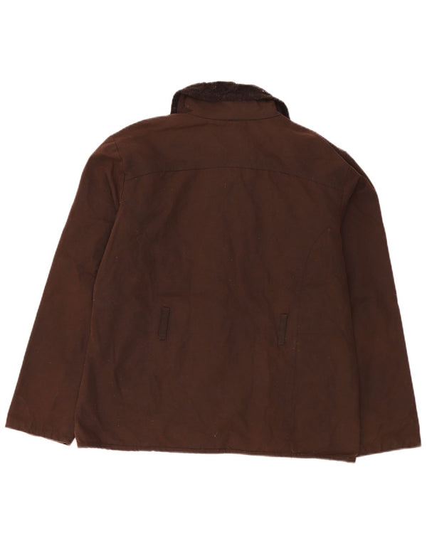 Giacca vintage in cotone cerato da donna UK 14 Marrone medio