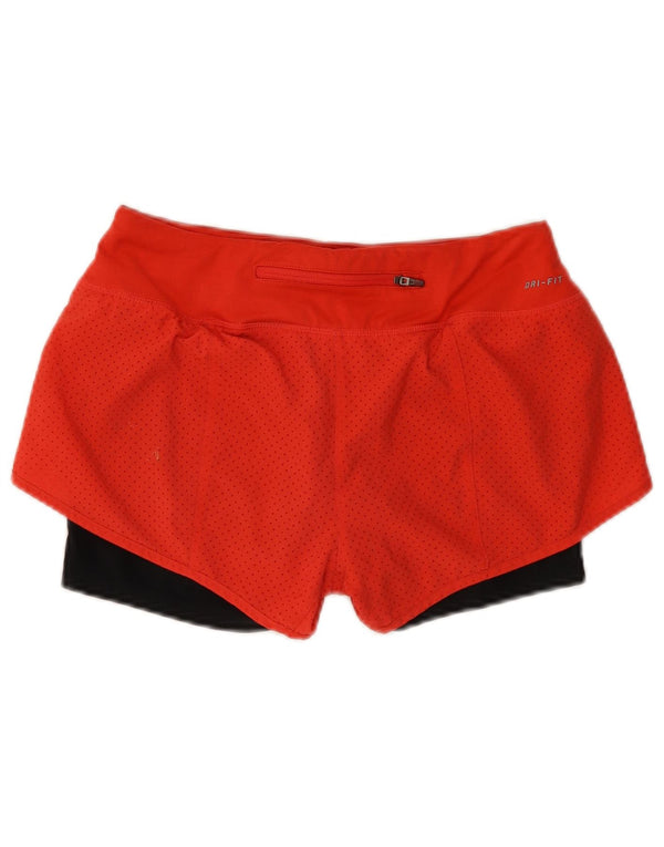Pantaloncini sportivi Nike Dri Fit Graphic da donna UK 8 Small Red Colourblock