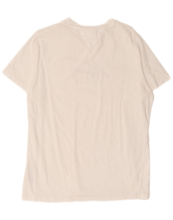 T-shirt grafica da uomo con vestibilità regolare Tommy Hilfiger Top Large in cotone bianco