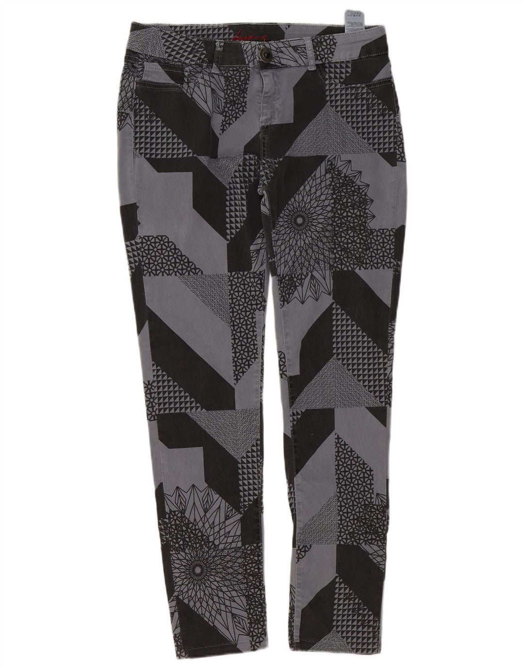 Pantaloni casual slim da donna Desigual W32 L29 cotone patchwork grigio