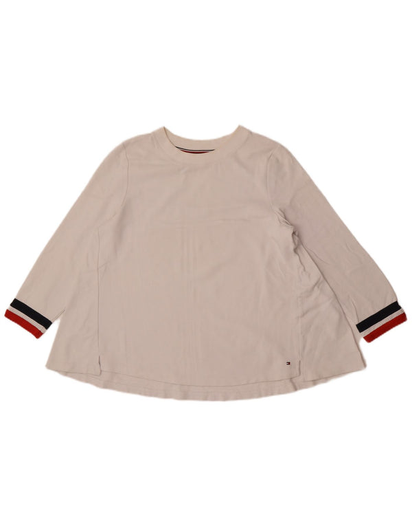 Tommy Hilfiger Top da donna manica 3/4 UK 10 Small White Striped