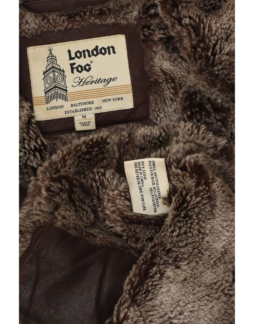 Giacca da uomo London Fog Heritage Sherpa UK 38 Acrilico marrone medio
