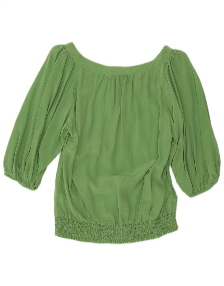Monsoon Camicetta da donna con maniche a 3/4 Top UK 12 Seta verde medio