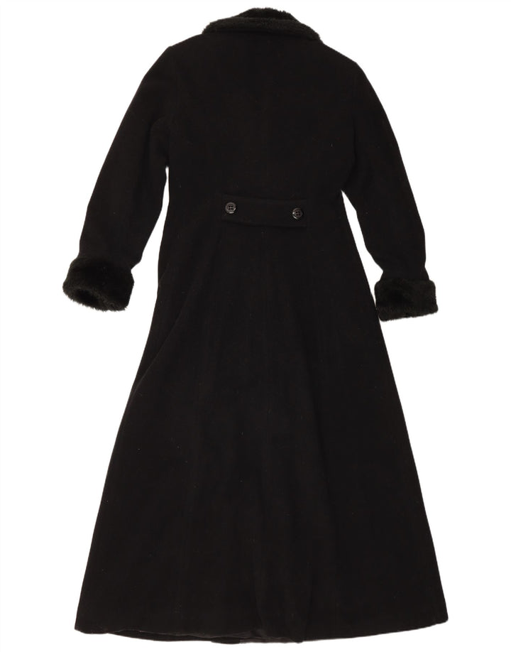 Cappotto doppiopetto vintage da uomo EU 36 piccolo in lana nera