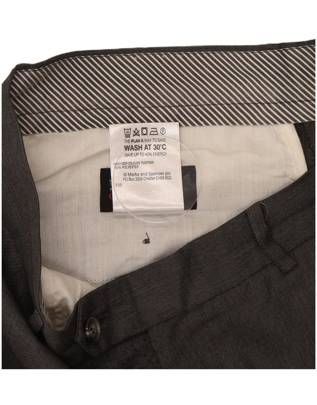 Pantaloni da abito dritti da uomo Marks & Spencer W34 L33 poliestere grigio