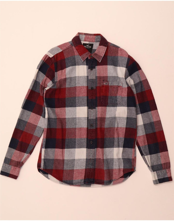 HOLLISTER Camicia da uomo in flanella a quadri bordeaux medio