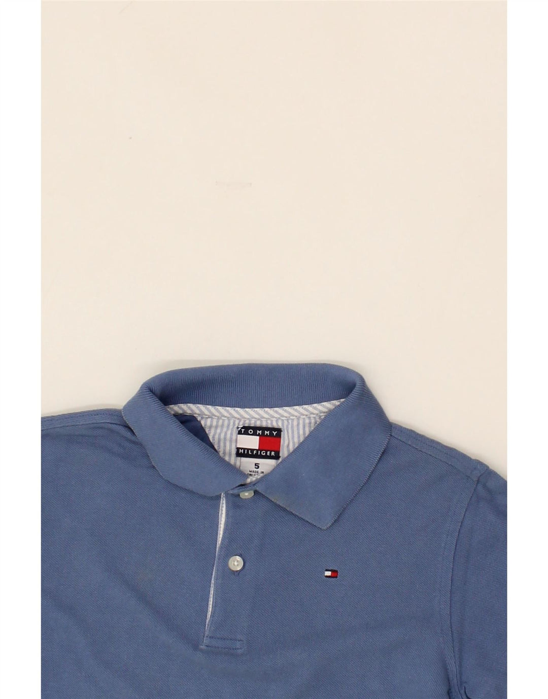 TOMMY HILFIGER Boys Polo Shirt 4-5 Years Blue Cotton Vintage Tommy Hilfiger and Second-Hand Tommy Hilfiger from Messina Hembry 